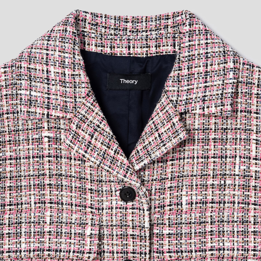 Theory Women Multicolor Tweed Patch Crop Jacket — Pink Multi