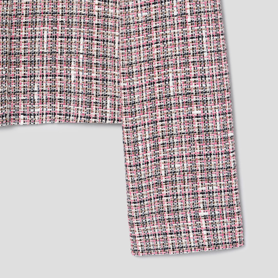 Theory Women Multicolor Tweed Patch Crop Jacket — Pink Multi