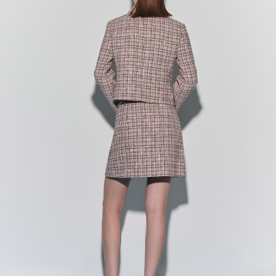 Theory Women Multicolor Tweed Patch Crop Jacket — Pink Multi