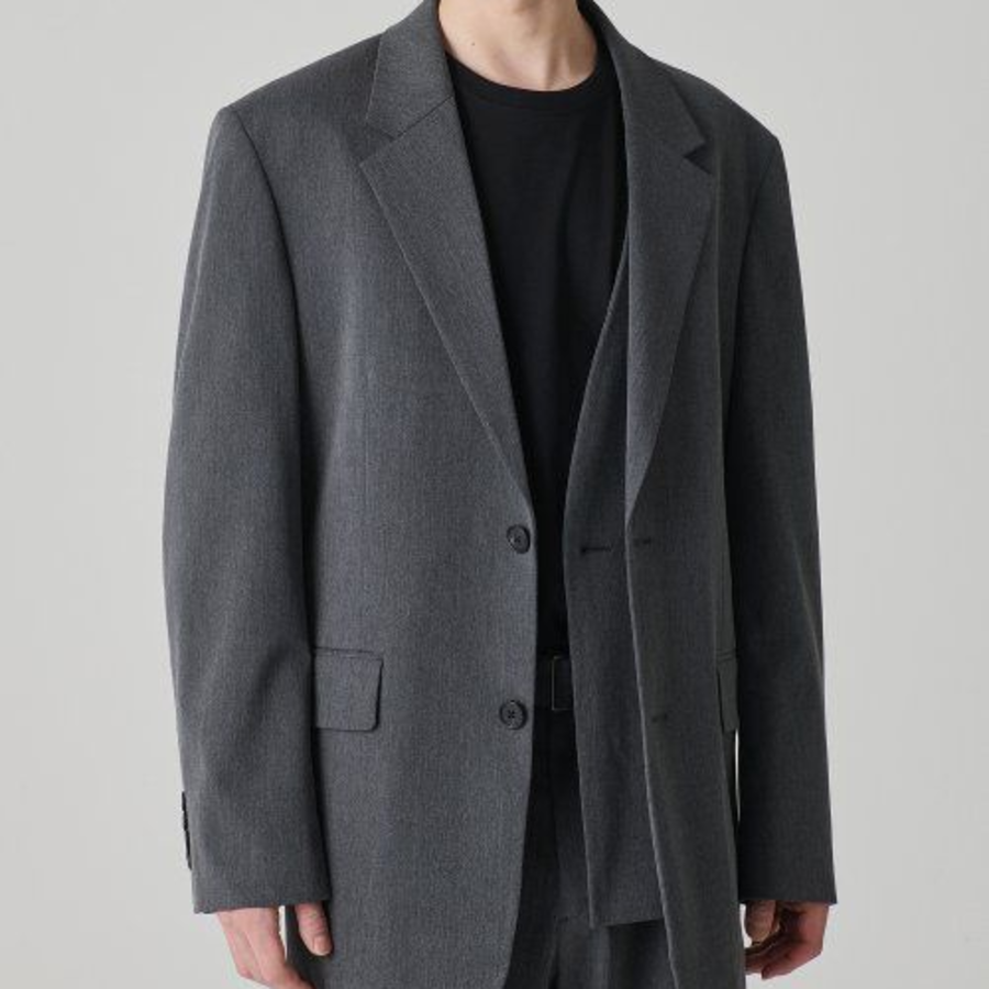 Oversized Layered Blazer — Medium Gray