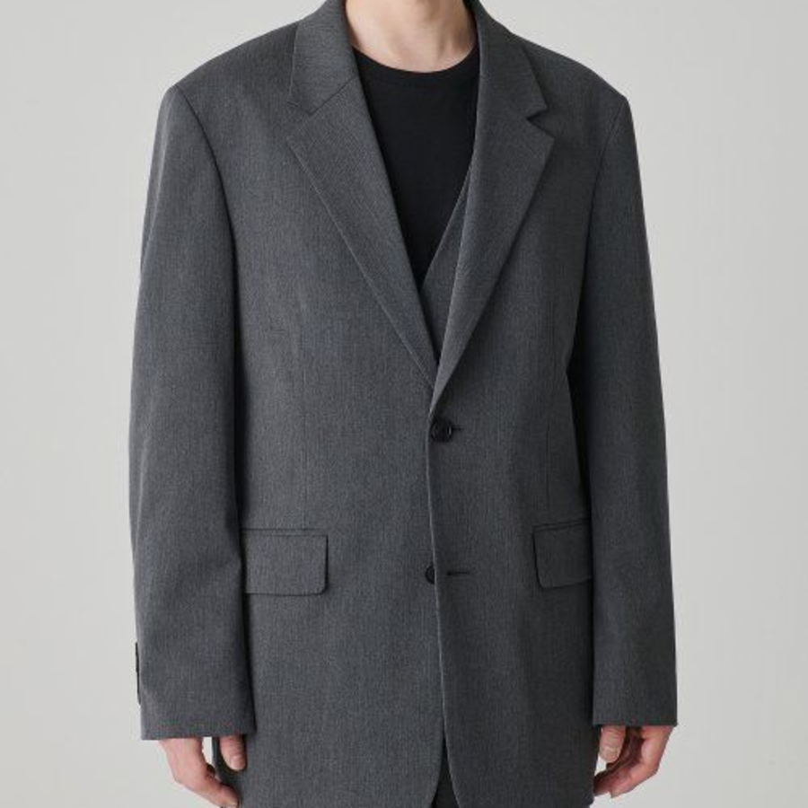 Oversized Layered Blazer — Medium Gray
