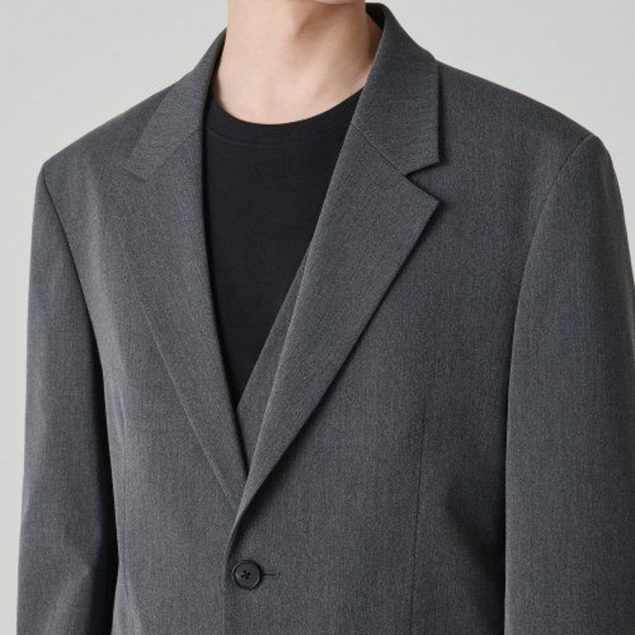 Oversized Layered Blazer — Medium Gray