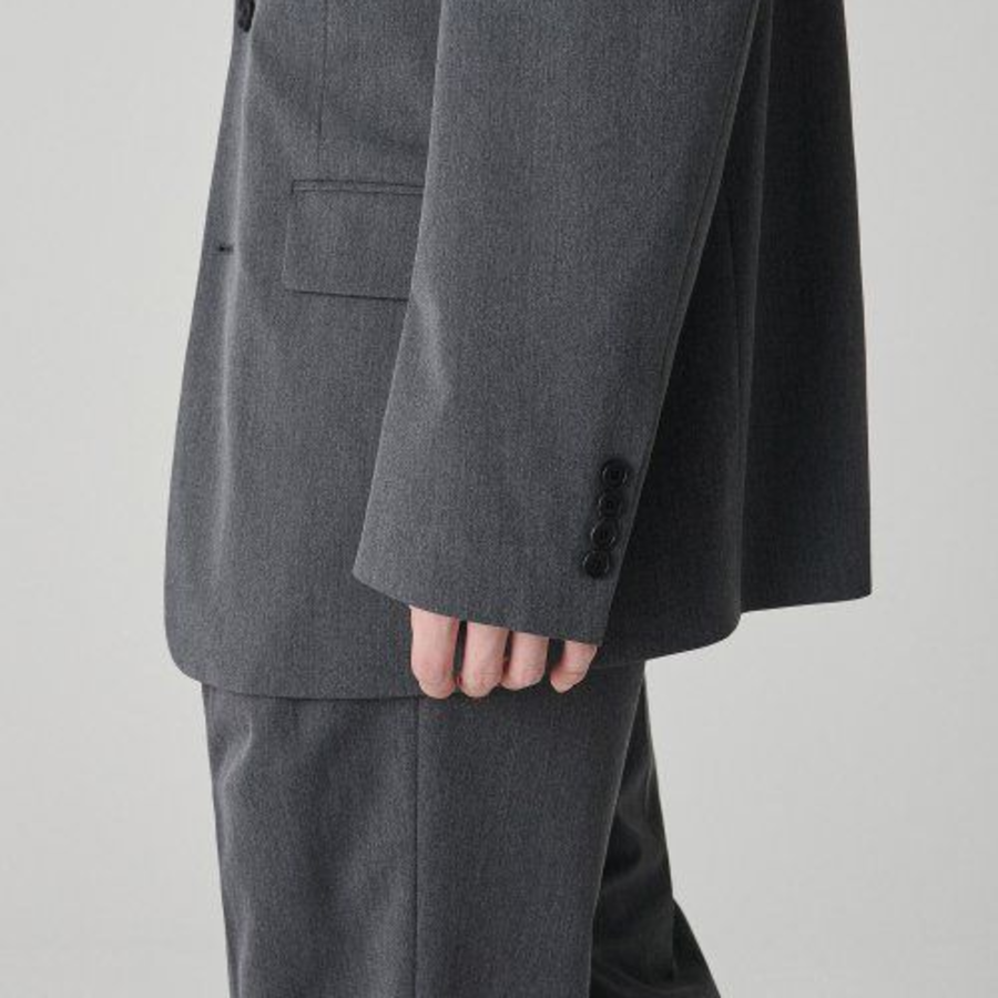 Oversized Layered Blazer — Medium Gray