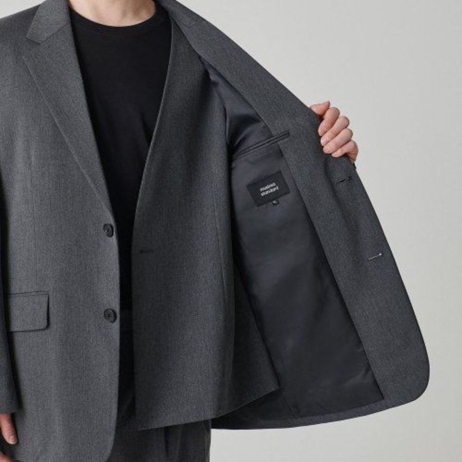 Oversized Layered Blazer — Medium Gray