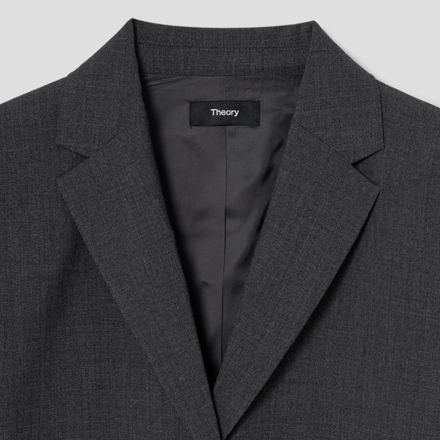 Theory Women Good Wool Single Slim Blazer - Charcoal Melange