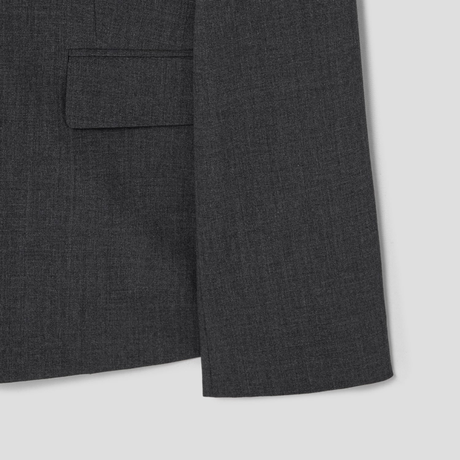 Theory Women Good Wool Single Slim Blazer - Charcoal Melange