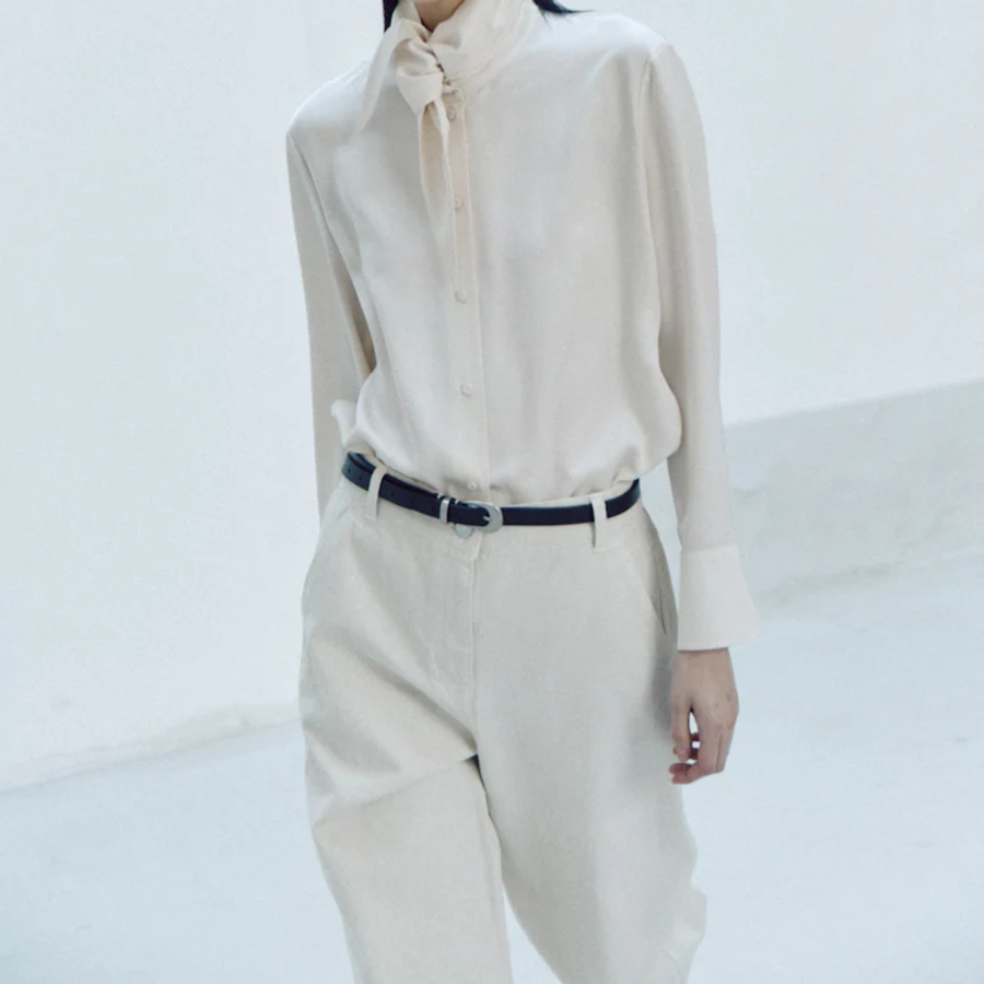 KUHO Collar Neck Blouse - Beige