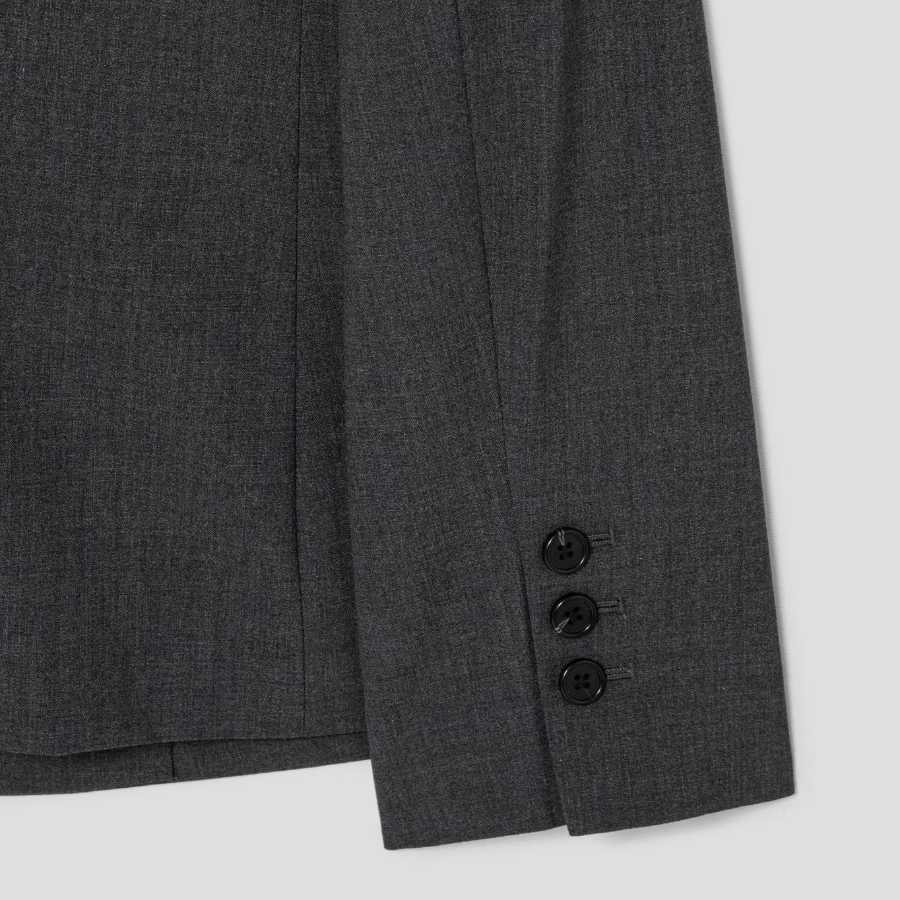 Theory Women Good Wool Single Slim Blazer - Charcoal Melange