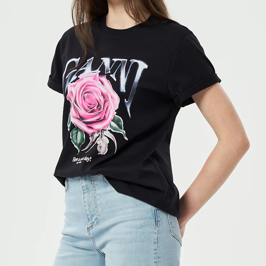 GANNI Basic Jersey Rose Relaxed T-Shirt - Phantom
