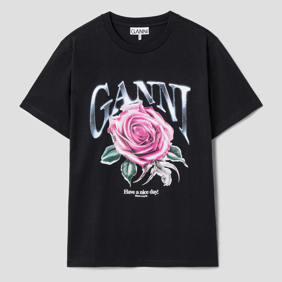 GANNI Basic Jersey Rose Relaxed T-Shirt - Phantom