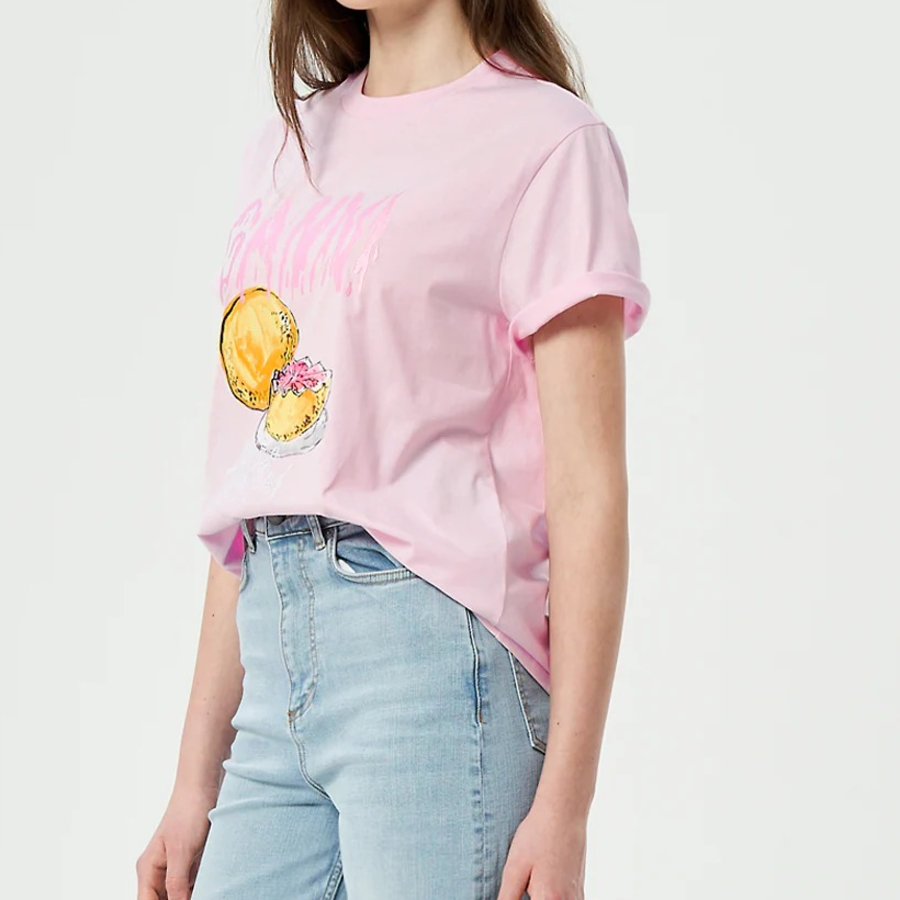 GANNI Basic Jersey Grapefruit Relaxed T-Shirt - Chalk Pink