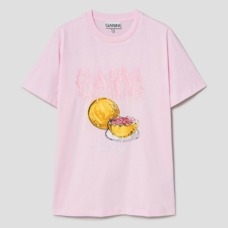 GANNI Basic Jersey Grapefruit Relaxed T-Shirt - Chalk Pink