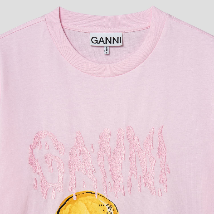 GANNI Basic Jersey Grapefruit Relaxed T-Shirt - Chalk Pink