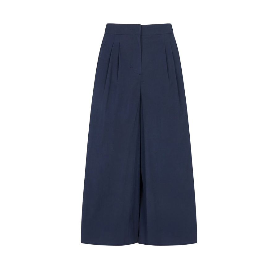 JAJU Crisp Wide Culotte Pants (Navy) — лёгкие и свободные кюлоты для повседневного комфорта и стильного образа