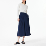 JAJU Crisp Wide Culotte Pants (Navy) — лёгкие и свободные кюлоты для повседневного комфорта и стильного образа
