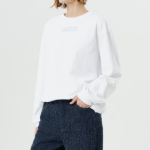 GANNI Future Heavy Jersey Rose Long Sleeve T-Shirt - White