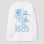 GANNI Future Heavy Jersey Rose Long Sleeve T-Shirt - White