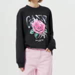 GANNI Future Heavy Jersey Rose Long Sleeve T-shirt - Ash