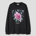 GANNI Future Heavy Jersey Rose Long Sleeve T-shirt - Ash