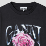 GANNI Future Heavy Jersey Rose Long Sleeve T-shirt - Ash