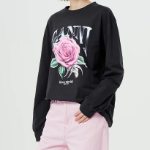 GANNI Future Heavy Jersey Rose Long Sleeve T-shirt - Ash