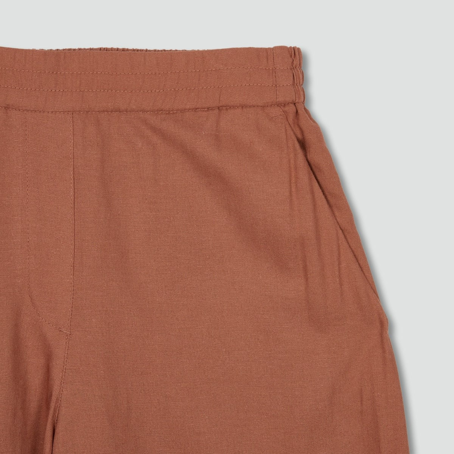 JAJU Linen Blended Culotte Pants (Brick) — лёгкие кюлоты из льняной смеси для жарких дней и повседневной элегантности