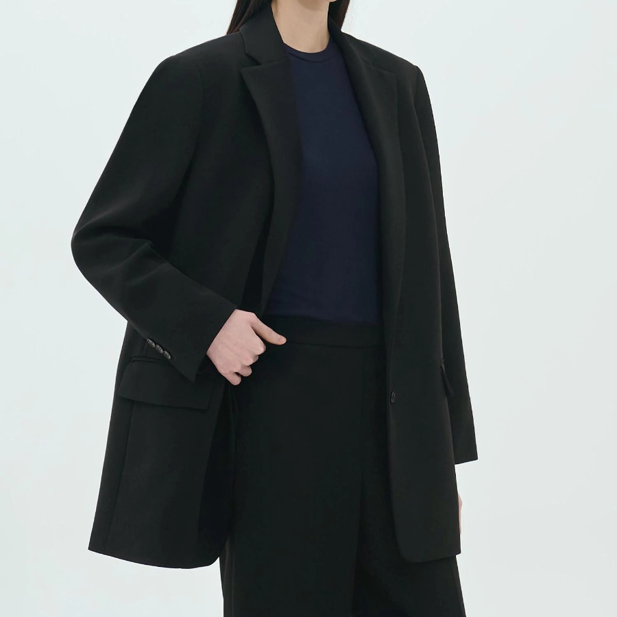 Theory Women Admiral Crepe Relax Oversized Blazer - Black