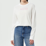 GANNI Thin Jersey Rose Long Sleeve T-shirt - Bright White