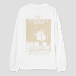 GANNI Future Heavy Jersey Palm Long Sleeve T-shirt - Bright Whitе