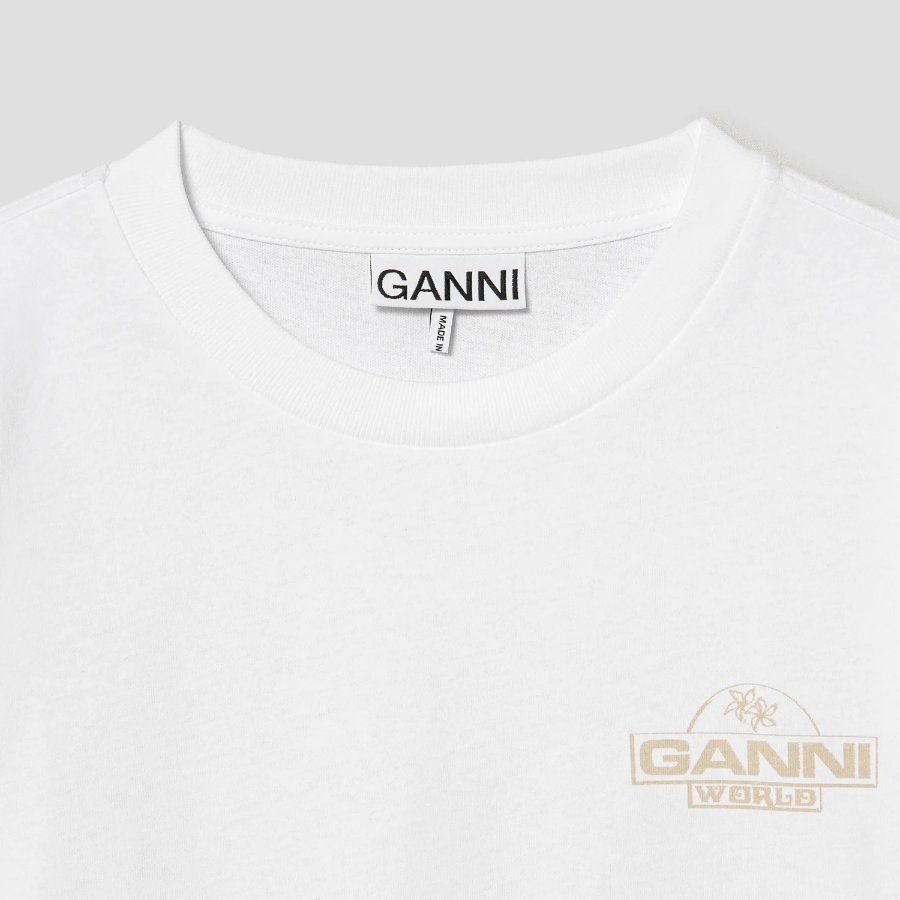 GANNI Future Heavy Jersey Palm Long Sleeve T-shirt - Bright Whitе