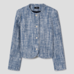 Theory Women Woven Tweed Crewneck Jacket - Blue Multi