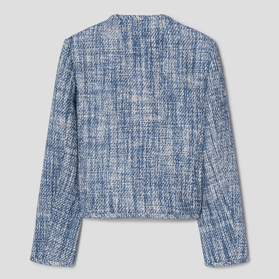 Theory Women Woven Tweed Crewneck Jacket - Blue Multi