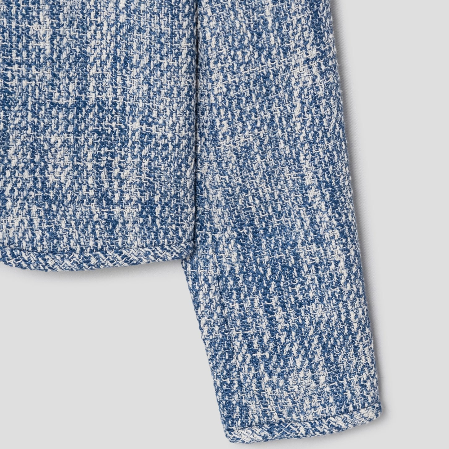 Theory Women Woven Tweed Crewneck Jacket - Blue Multi