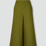 JAJU Linen Blended Culotte Pants (Khaki) — лёгкие кюлоты из льняной смеси для повседневного комфорта в летние дни