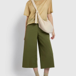 JAJU Linen Blended Culotte Pants (Khaki) — лёгкие кюлоты из льняной смеси для повседневного комфорта в летние дни
