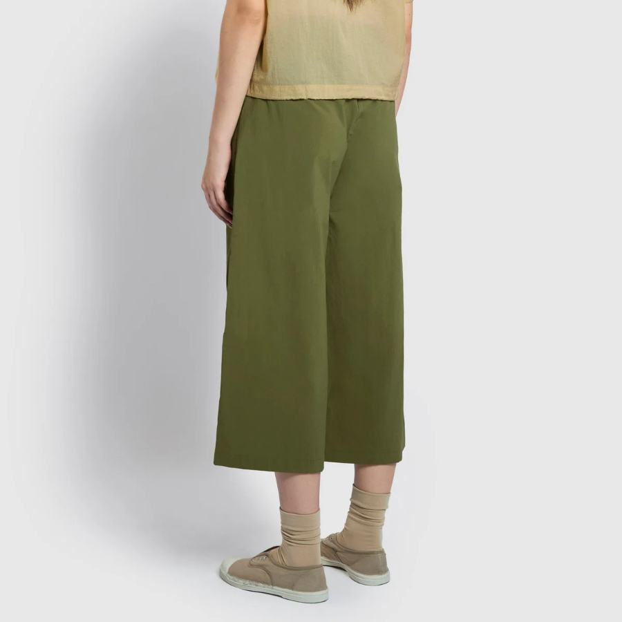 JAJU Linen Blended Culotte Pants (Khaki) — лёгкие кюлоты из льняной смеси для повседневного комфорта в летние дни