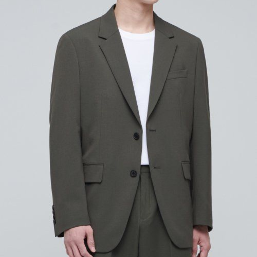 Lightweight Relaxed Basic Blazer — Dusty Khaki