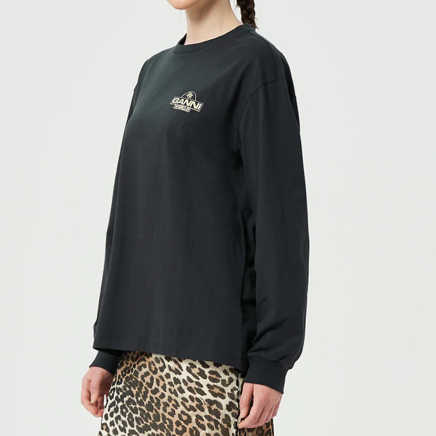 GANNI Future Heavy Jersey Palm Long Sleeve T-shirt - Phantom