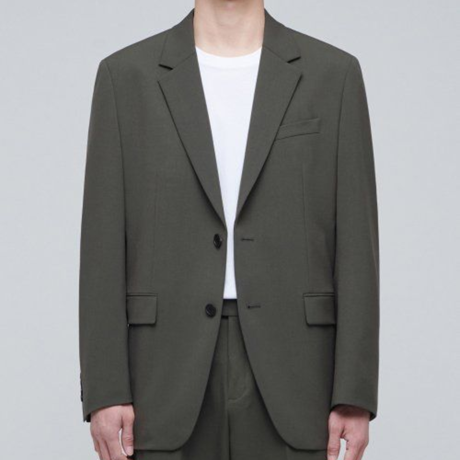 Lightweight Relaxed Basic Blazer — Dusty Khaki