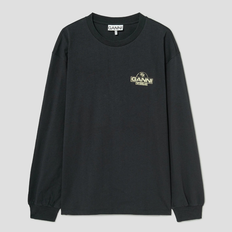 GANNI Future Heavy Jersey Palm Long Sleeve T-shirt - Phantom