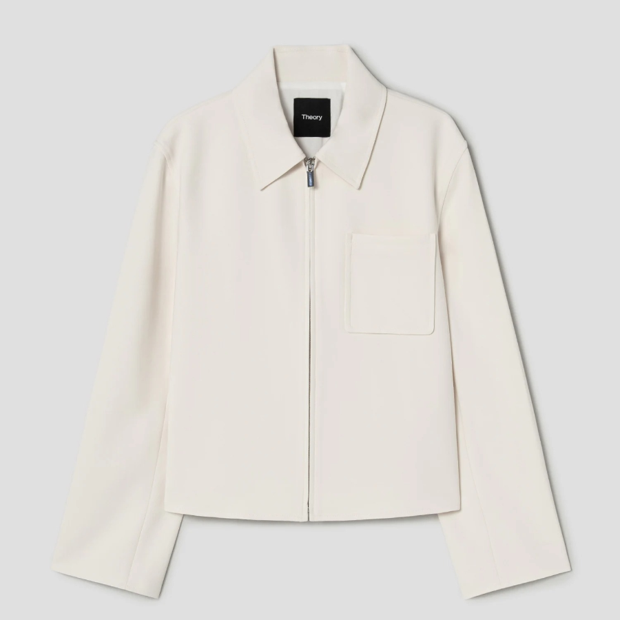 Theory Women Admiral Crepe Relax Zip Jacket - Rice