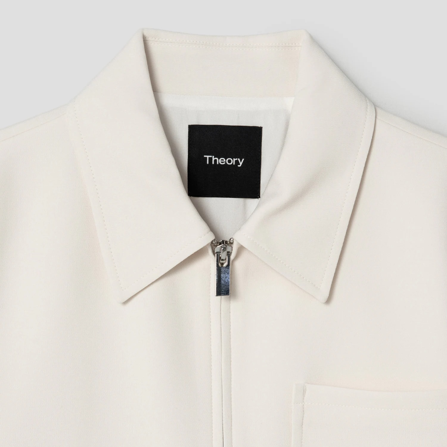 Theory Women Admiral Crepe Relax Zip Jacket - Rice