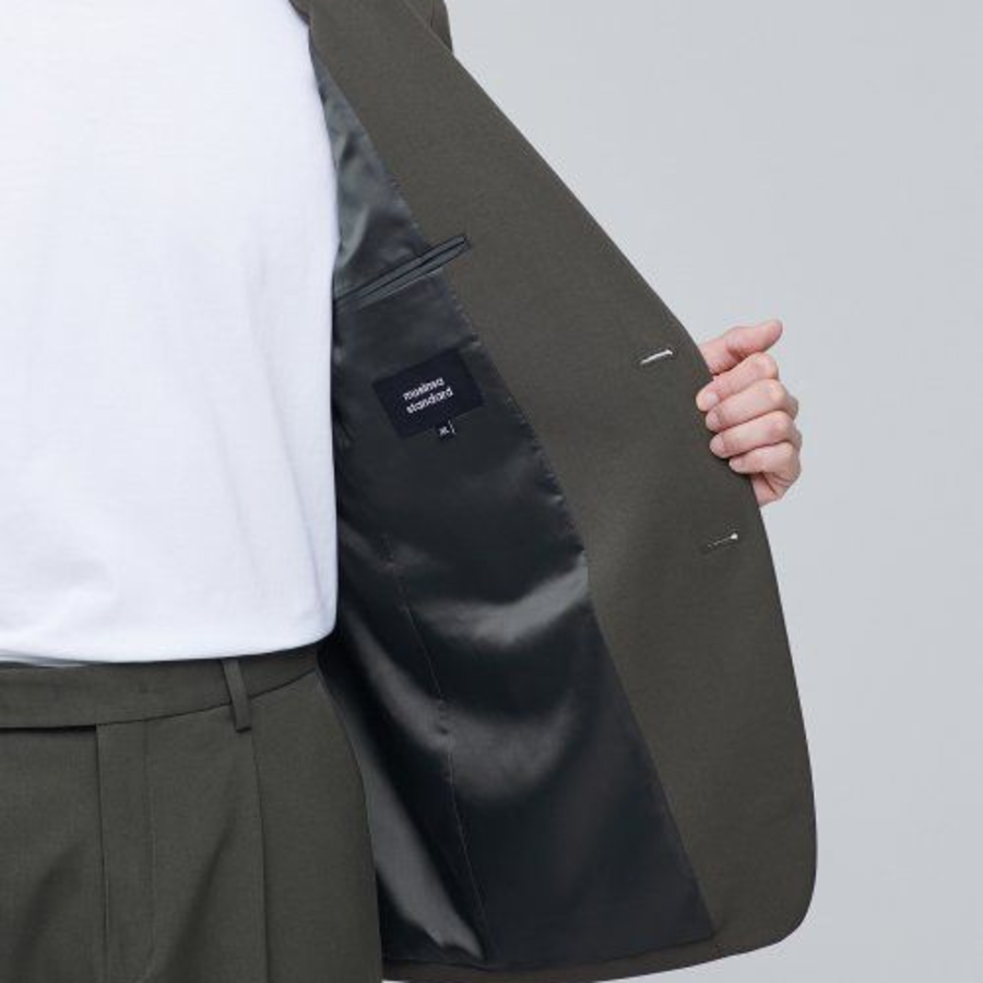 Lightweight Relaxed Basic Blazer — Dusty Khaki