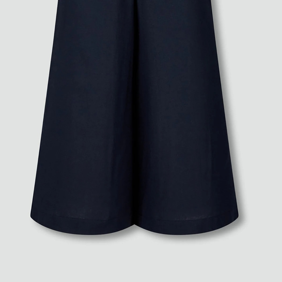 JAJU Linen Blended Culotte Pants (Navy) — лёгкие кюлоты из льняной смеси в универсальном тёмно-синем цвете