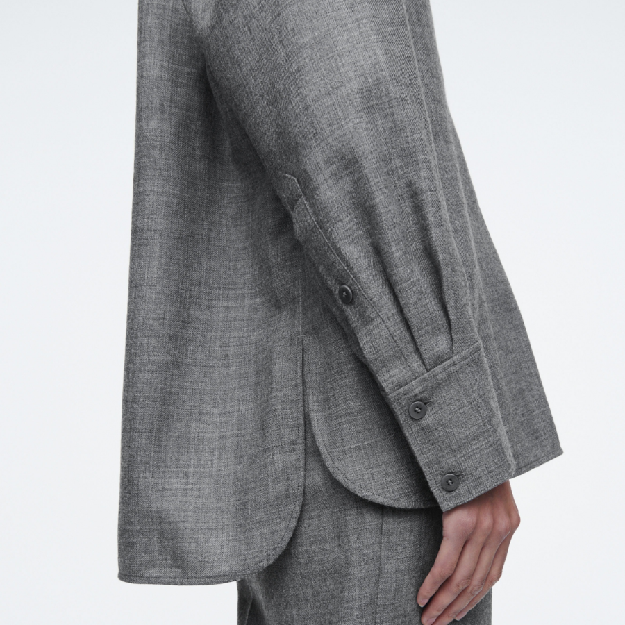 COS Relaxed Funnel Neck Wool Flannel Shirt