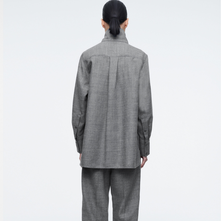 COS Relaxed Funnel Neck Wool Flannel Shirt