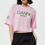 GANNI Active Mesh Cropped T-Shirt - Lilac Snow