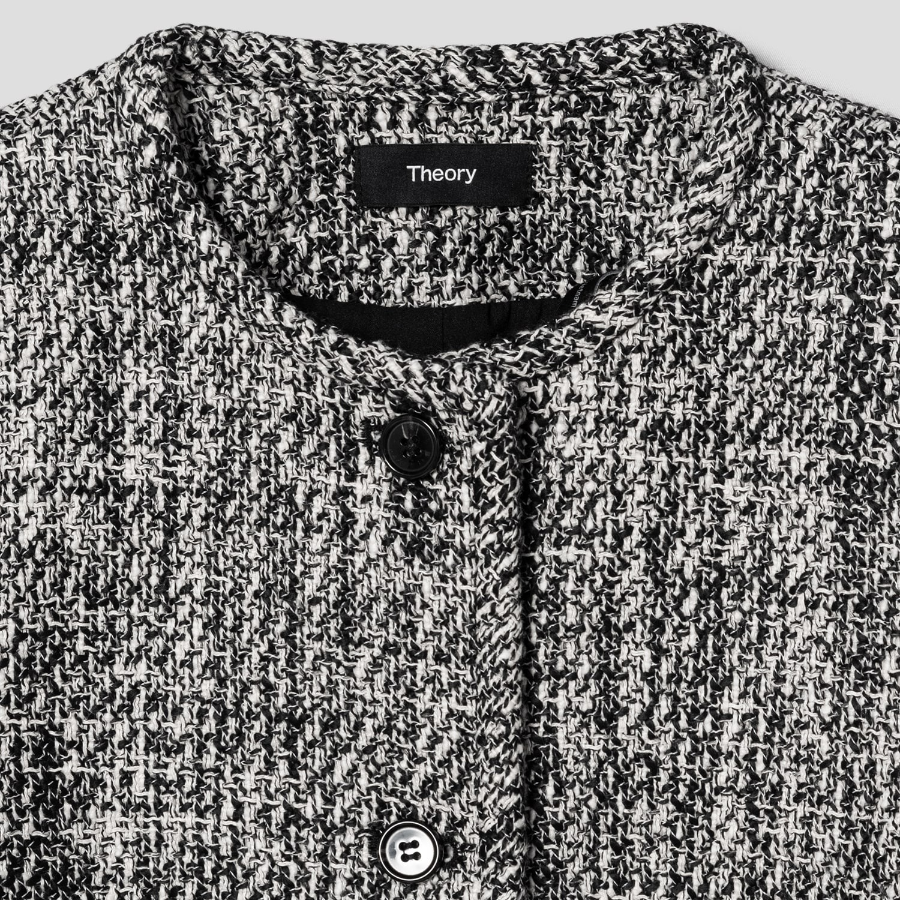 Theory Women Woven Tweed Crewneck Jacket - Black Multi