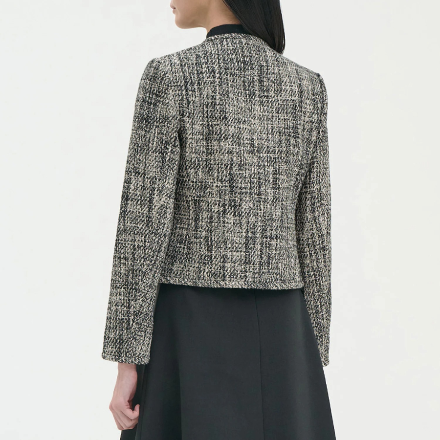 Theory Women Woven Tweed Crewneck Jacket - Black Multi