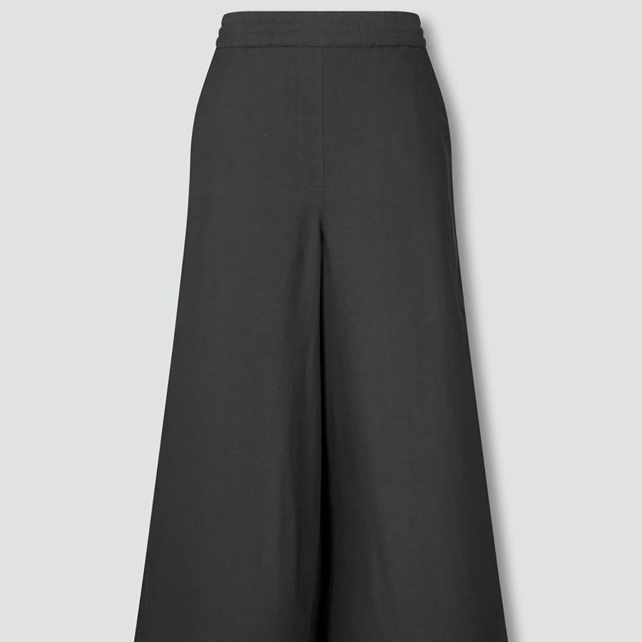 JAJU Linen Blended Culotte Pants (Charcoal) — лёгкие кюлоты в универсальном тёмно-сером оттенке для комфортной летней носки